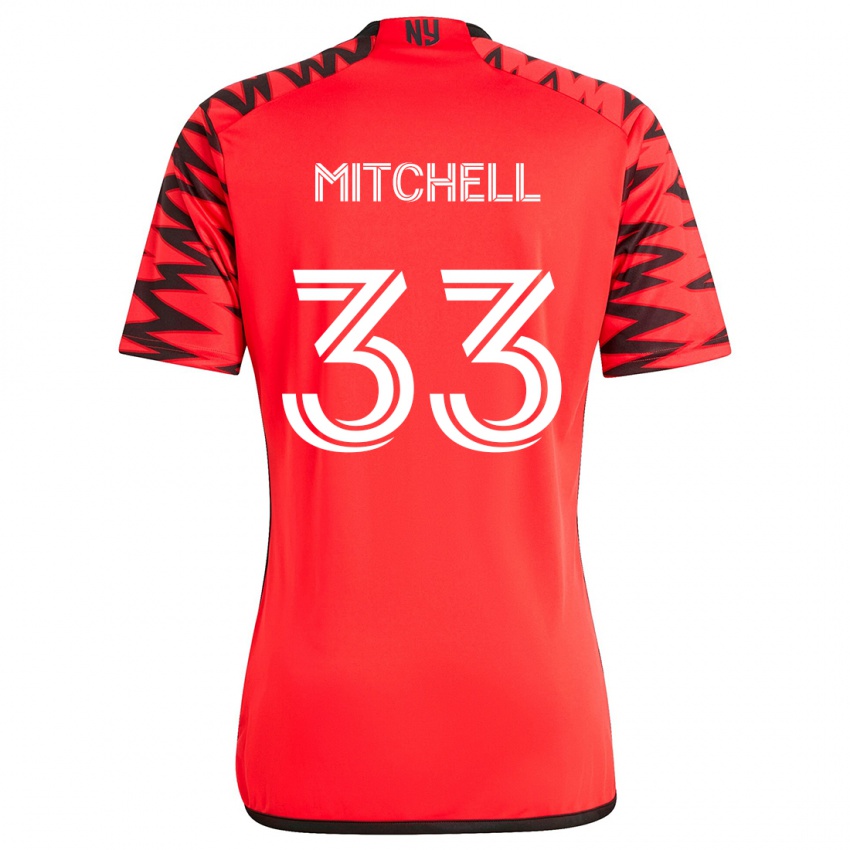 Kinderen Roald Mitchell #33 Rood Zwart Wit Uitshirt Uittenue 2024/25 T-Shirt België