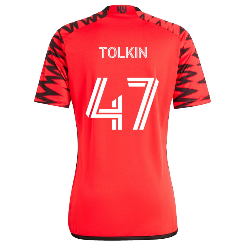 Kinderen John Tolkin #47 Rood Zwart Wit Uitshirt Uittenue 2024/25 T-Shirt België