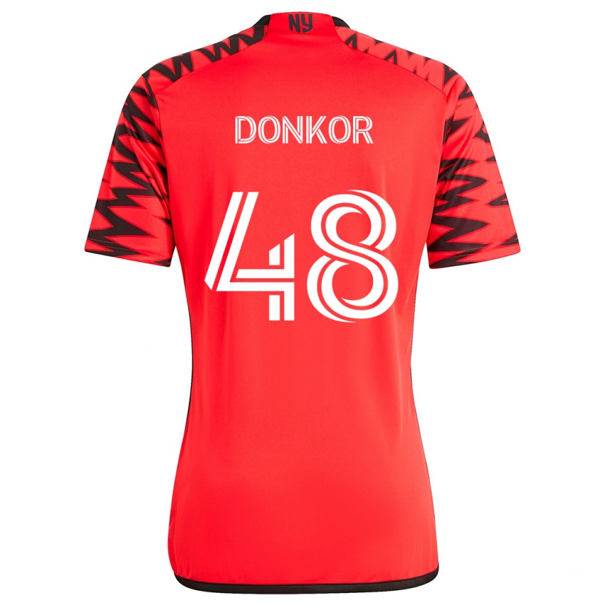 Kinderen Ronald Donkor #48 Rood Zwart Wit Uitshirt Uittenue 2024/25 T-Shirt België