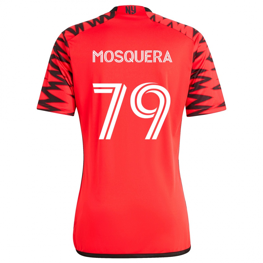 Kinderen Rafael Mosquera #79 Rood Zwart Wit Uitshirt Uittenue 2024/25 T-Shirt België