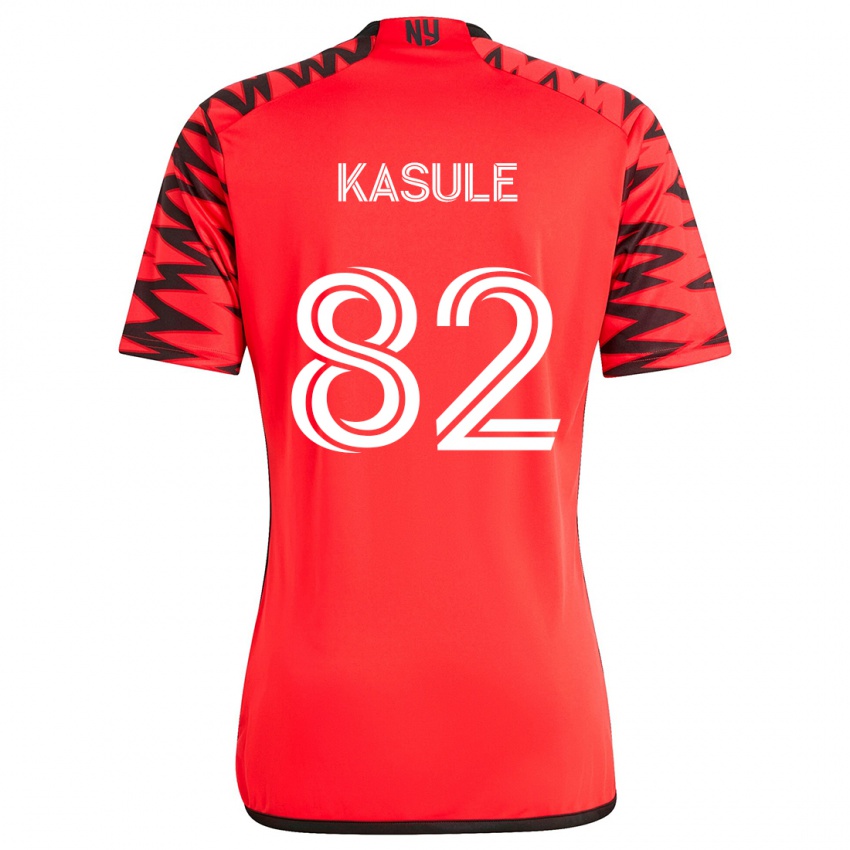 Kinderen Ibrahim Kasule #82 Rood Zwart Wit Uitshirt Uittenue 2024/25 T-Shirt België