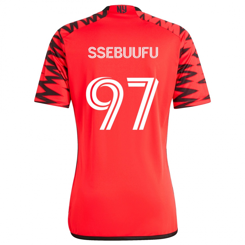 Kinderen Frank Ssebuufu #97 Rood Zwart Wit Uitshirt Uittenue 2024/25 T-Shirt België