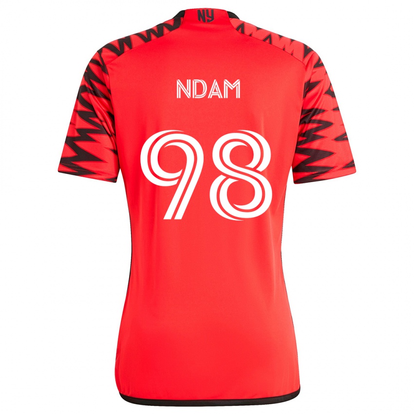 Kinderen Hassan Ndam #98 Rood Zwart Wit Uitshirt Uittenue 2024/25 T-Shirt België