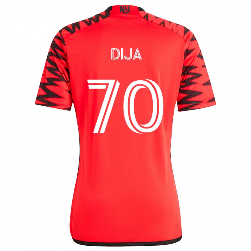 Kinderen Dija #70 Rood Zwart Wit Uitshirt Uittenue 2024/25 T-Shirt België