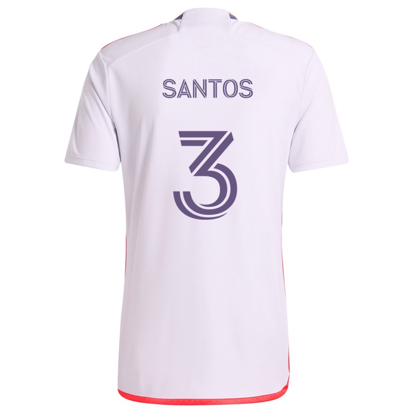 Enfant Maillot Rafael Santos #3 Blanc Rouge Violet Tenues Extérieur 2024/25 T-Shirt Belgique