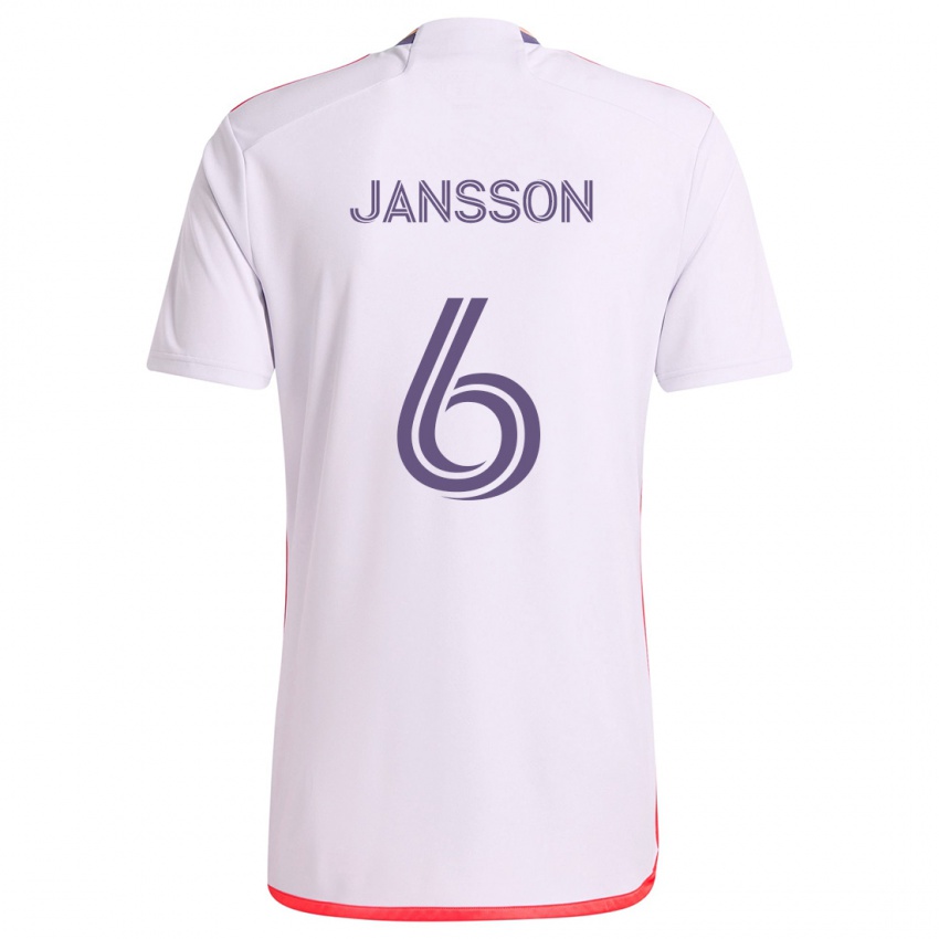 Kinderen Robin Jansson #6 Wit Rood Paars Uitshirt Uittenue 2024/25 T-Shirt België