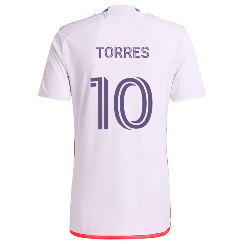 Kinderen Facundo Torres #10 Wit Rood Paars Uitshirt Uittenue 2024/25 T-Shirt België