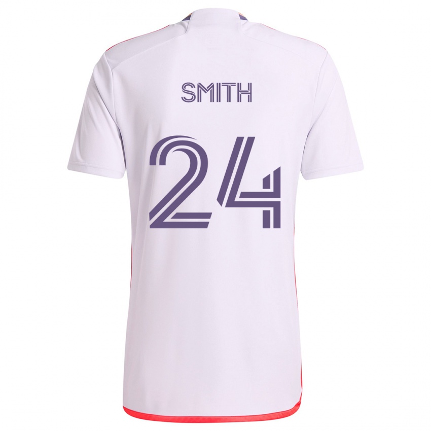 Kinder Kyle Smith #24 Weiß Rot Lila Auswärtstrikot Trikot 2024/25 T-Shirt Belgien