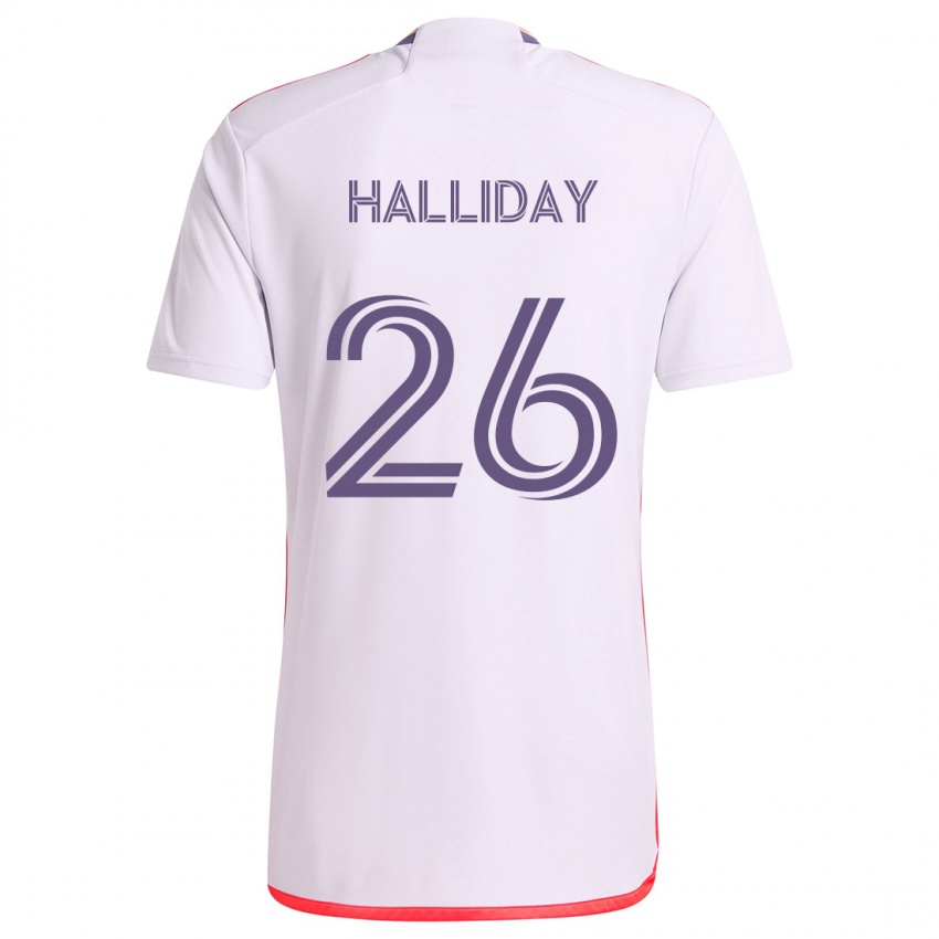 Kinderen Michael Halliday #26 Wit Rood Paars Uitshirt Uittenue 2024/25 T-Shirt België