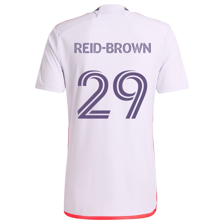 Enfant Maillot Tahir Reid-Brown #29 Blanc Rouge Violet Tenues Extérieur 2024/25 T-Shirt Belgique