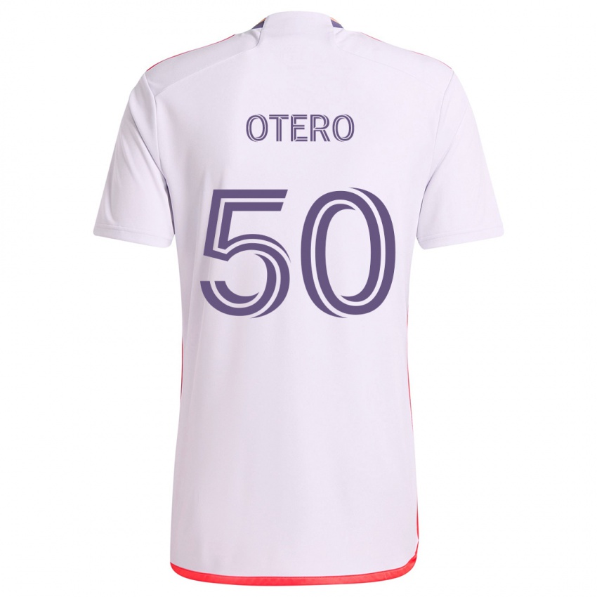 Kinderen Javier Otero #50 Wit Rood Paars Uitshirt Uittenue 2024/25 T-Shirt België