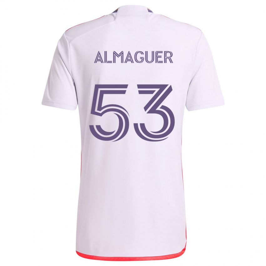 Kinderen Jorge Almaguer #53 Wit Rood Paars Uitshirt Uittenue 2024/25 T-Shirt België