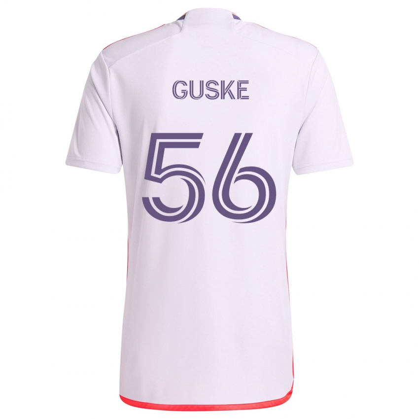 Enfant Maillot Colin Guske #56 Blanc Rouge Violet Tenues Extérieur 2024/25 T-Shirt Belgique