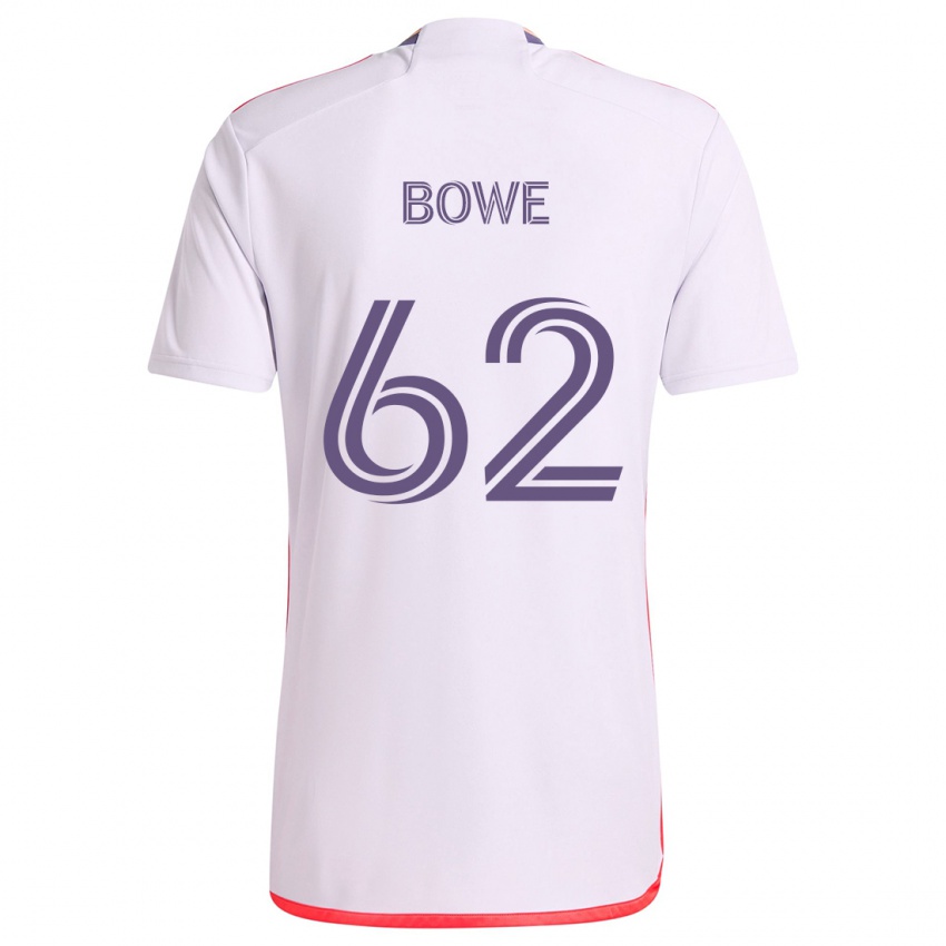 Enfant Maillot Thomas Bowe #62 Blanc Rouge Violet Tenues Extérieur 2024/25 T-Shirt Belgique