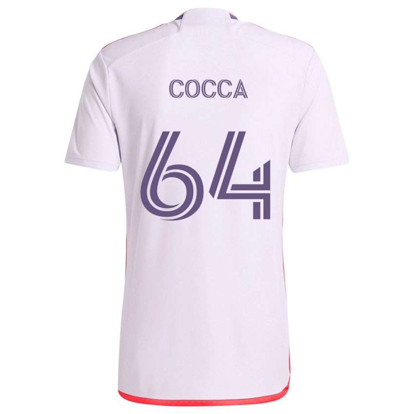 Enfant Maillot Manuel Cocca #64 Blanc Rouge Violet Tenues Extérieur 2024/25 T-Shirt Belgique