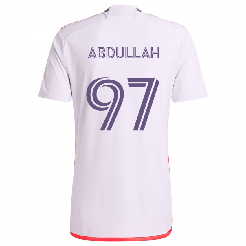 Enfant Maillot Majed Abdullah #97 Blanc Rouge Violet Tenues Extérieur 2024/25 T-Shirt Belgique