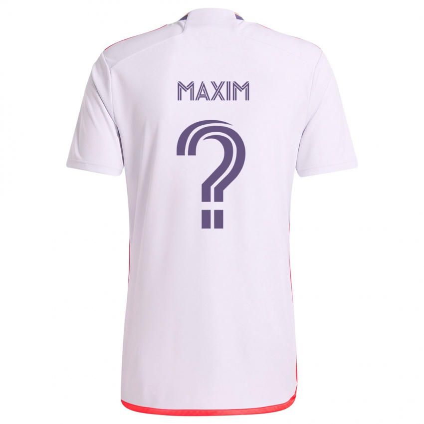 Enfant Maillot Luca Maxim #0 Blanc Rouge Violet Tenues Extérieur 2024/25 T-Shirt Belgique