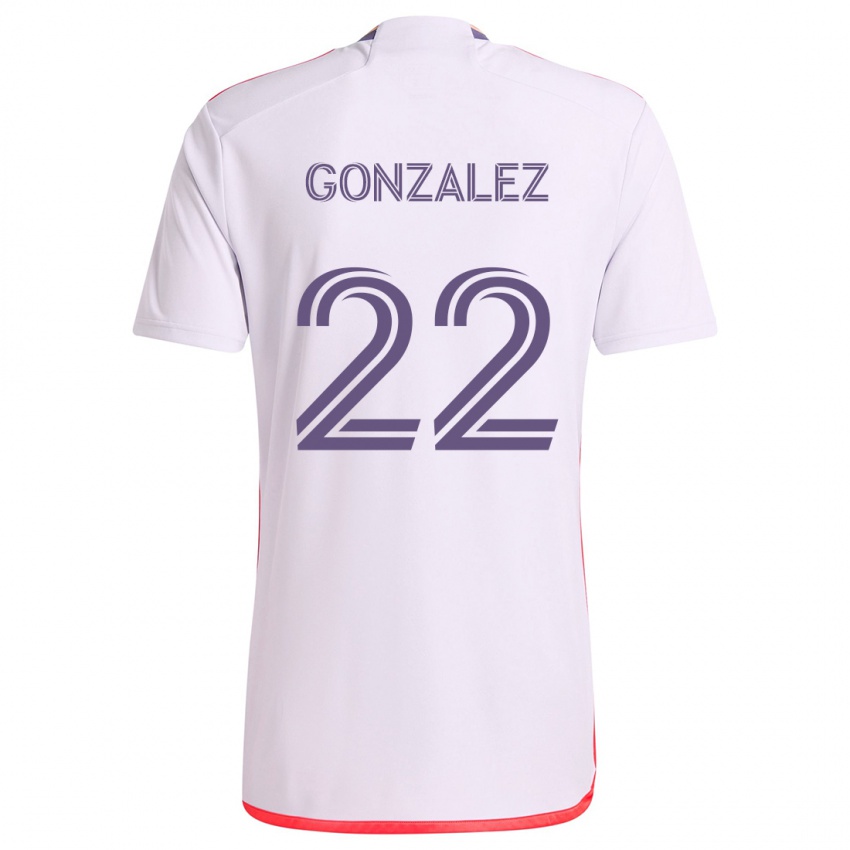 Kinderen Gastón González #22 Wit Rood Paars Uitshirt Uittenue 2024/25 T-Shirt België