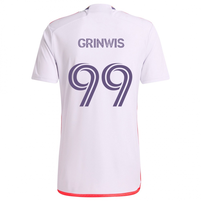 Kinderen Adam Grinwis #99 Wit Rood Paars Uitshirt Uittenue 2024/25 T-Shirt België