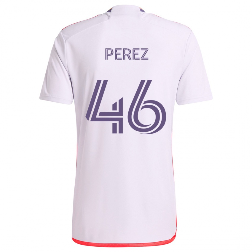 Kinderen Franco Pérez #46 Wit Rood Paars Uitshirt Uittenue 2024/25 T-Shirt België