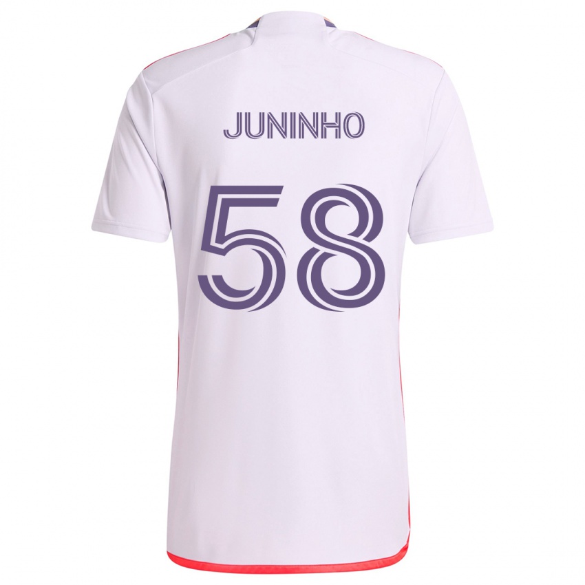 Enfant Maillot Juninho #58 Blanc Rouge Violet Tenues Extérieur 2024/25 T-Shirt Belgique