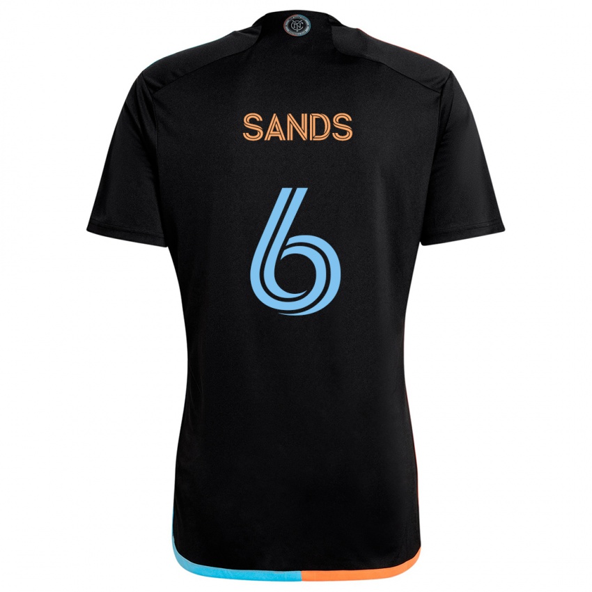 Kinderen James Sands #6 Zwart Oranje Blauw Uitshirt Uittenue 2024/25 T-Shirt België