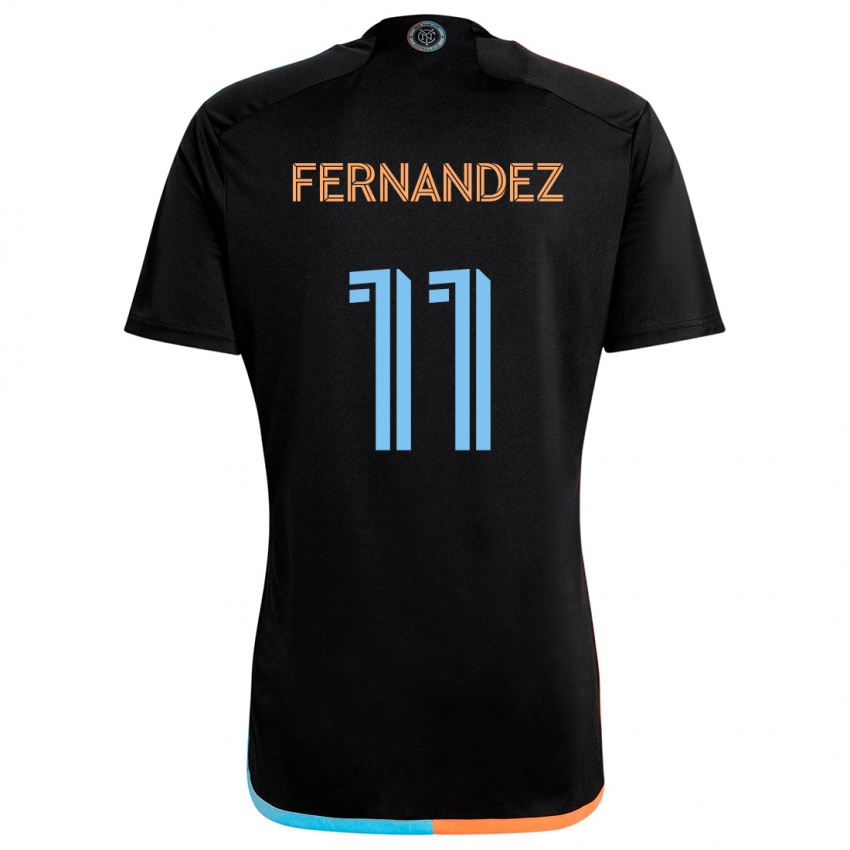 Kinderen Julián Fernández #11 Zwart Oranje Blauw Uitshirt Uittenue 2024/25 T-Shirt België