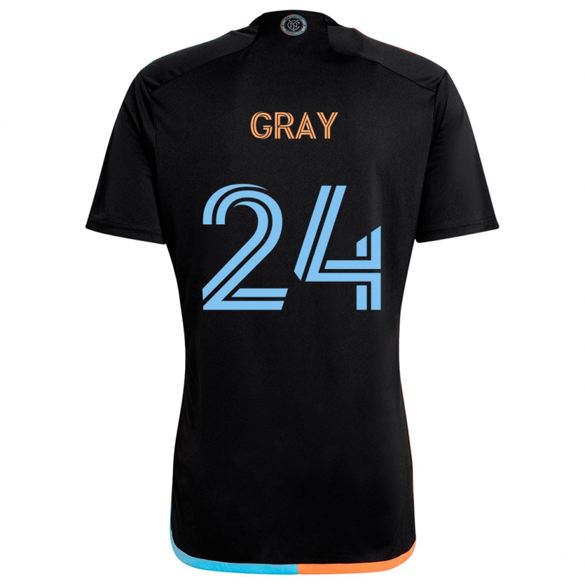 Kinderen Tayvon Gray #24 Zwart Oranje Blauw Uitshirt Uittenue 2024/25 T-Shirt België