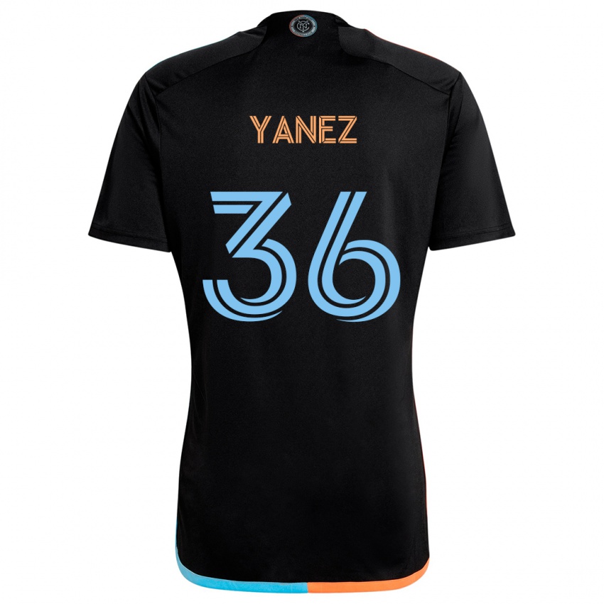 Kinderen Zidane Yañez #36 Zwart Oranje Blauw Uitshirt Uittenue 2024/25 T-Shirt België