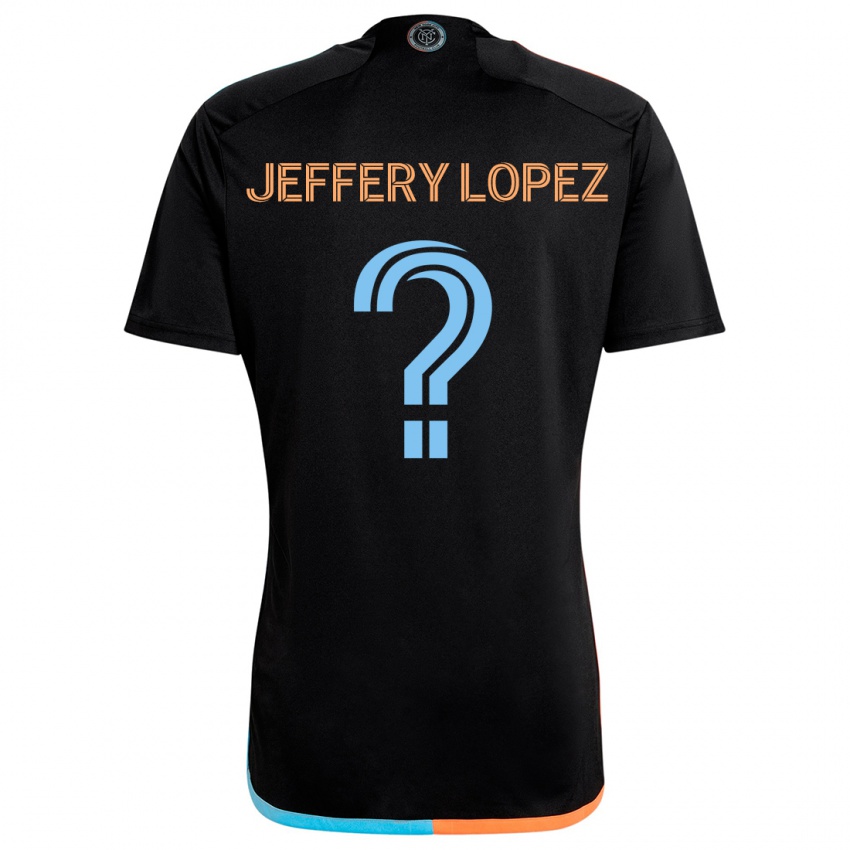 Kinderen Jeffery López #0 Zwart Oranje Blauw Uitshirt Uittenue 2024/25 T-Shirt België