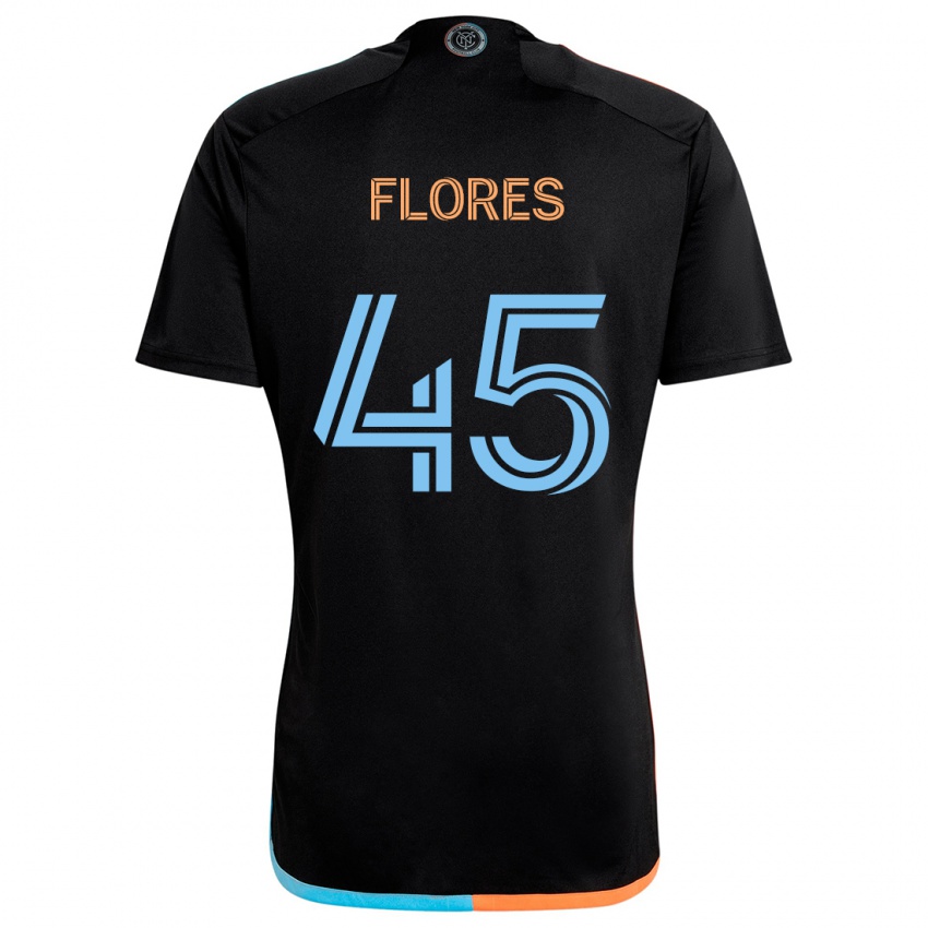 Kinderen Brian Flores #45 Zwart Oranje Blauw Uitshirt Uittenue 2024/25 T-Shirt België