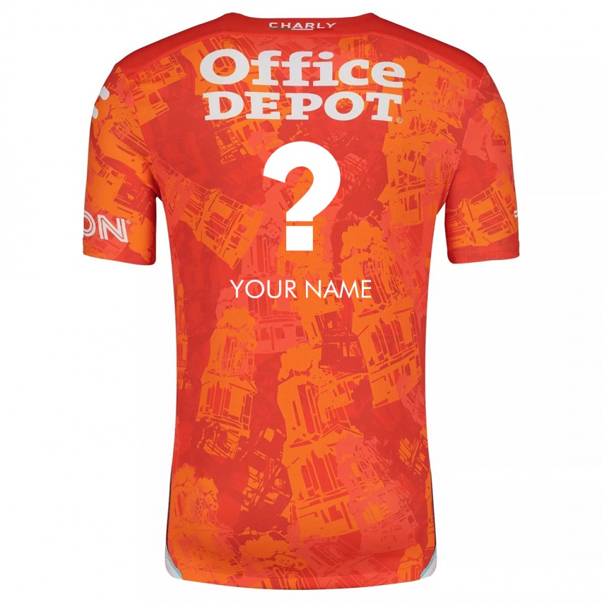 Kinderen Uw Naam #0 Oranje Wit Uitshirt Uittenue 2024/25 T-Shirt België