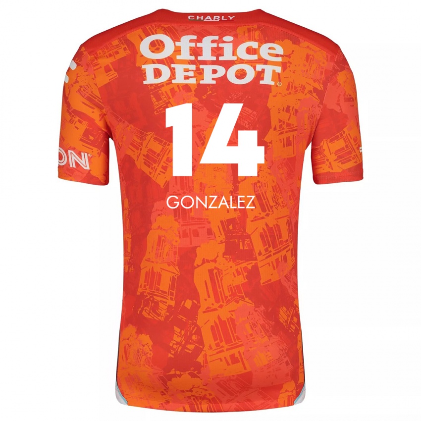 Enfant Maillot Arturo González #14 Orange White Tenues Extérieur 2024/25 T-Shirt Belgique