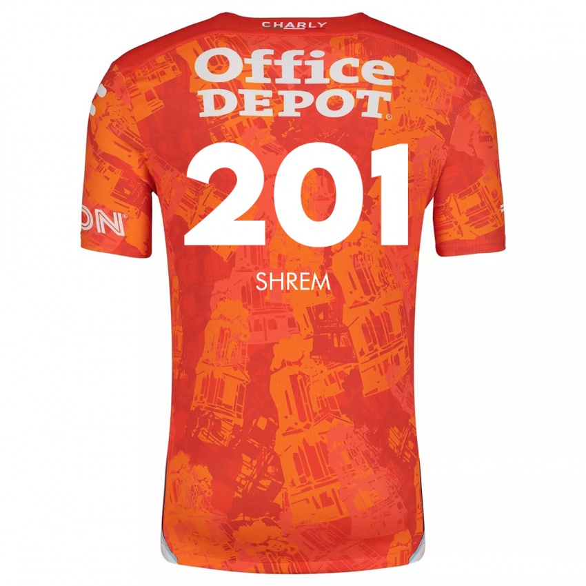 Kinderen David Shrem #201 Oranje Wit Uitshirt Uittenue 2024/25 T-Shirt België