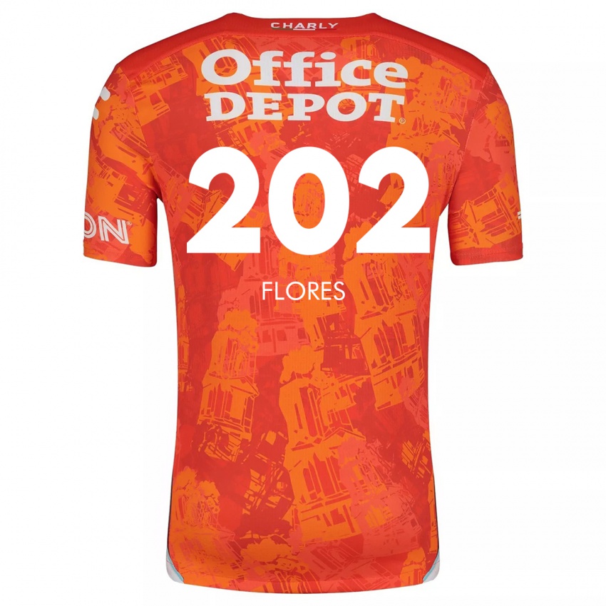 Enfant Maillot Luis Flores #202 Orange White Tenues Extérieur 2024/25 T-Shirt Belgique