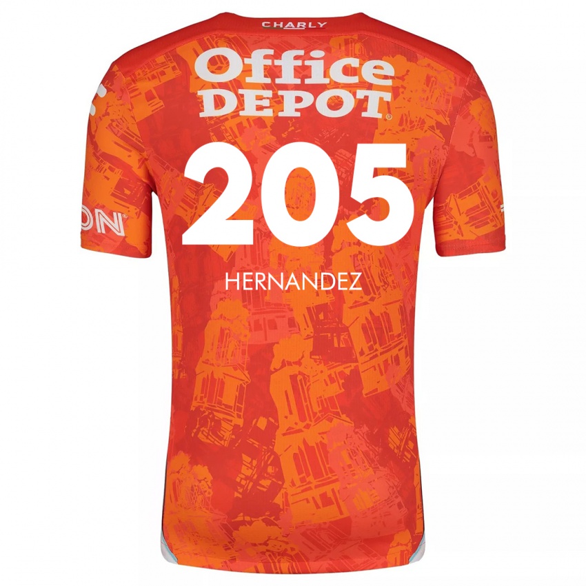 Kinderen Sergio Hernández #205 Oranje Wit Uitshirt Uittenue 2024/25 T-Shirt België