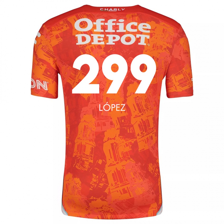 Enfant Maillot Santiago López #299 Orange White Tenues Extérieur 2024/25 T-Shirt Belgique