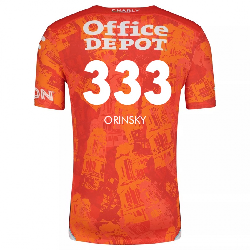 Enfant Maillot Edson Orinsky #333 Orange White Tenues Extérieur 2024/25 T-Shirt Belgique