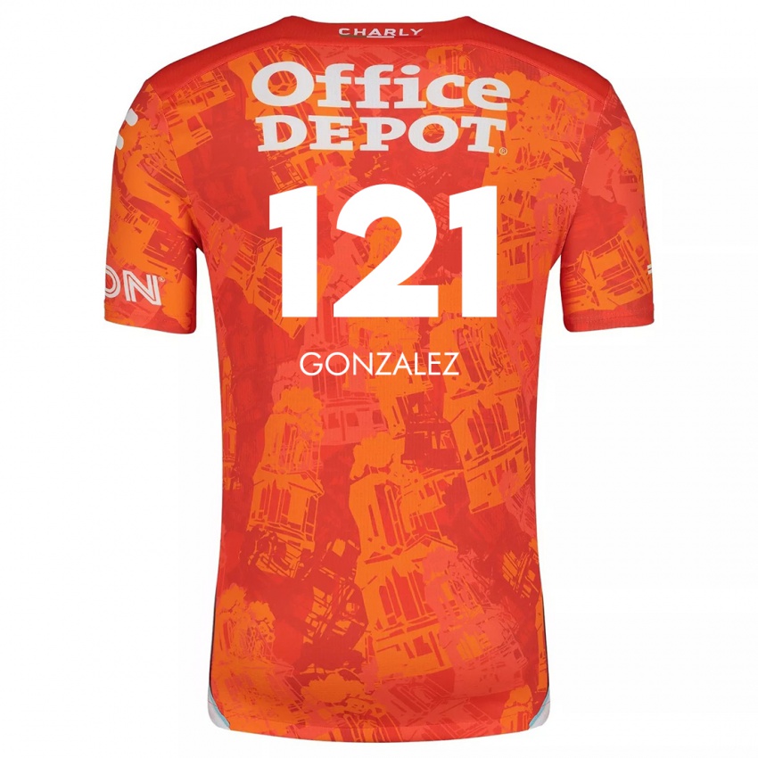 Kinderen Cristian González #121 Oranje Wit Uitshirt Uittenue 2024/25 T-Shirt België