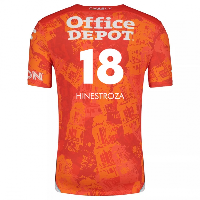 Kinderen Marino Hinestroza #18 Oranje Wit Uitshirt Uittenue 2024/25 T-Shirt België