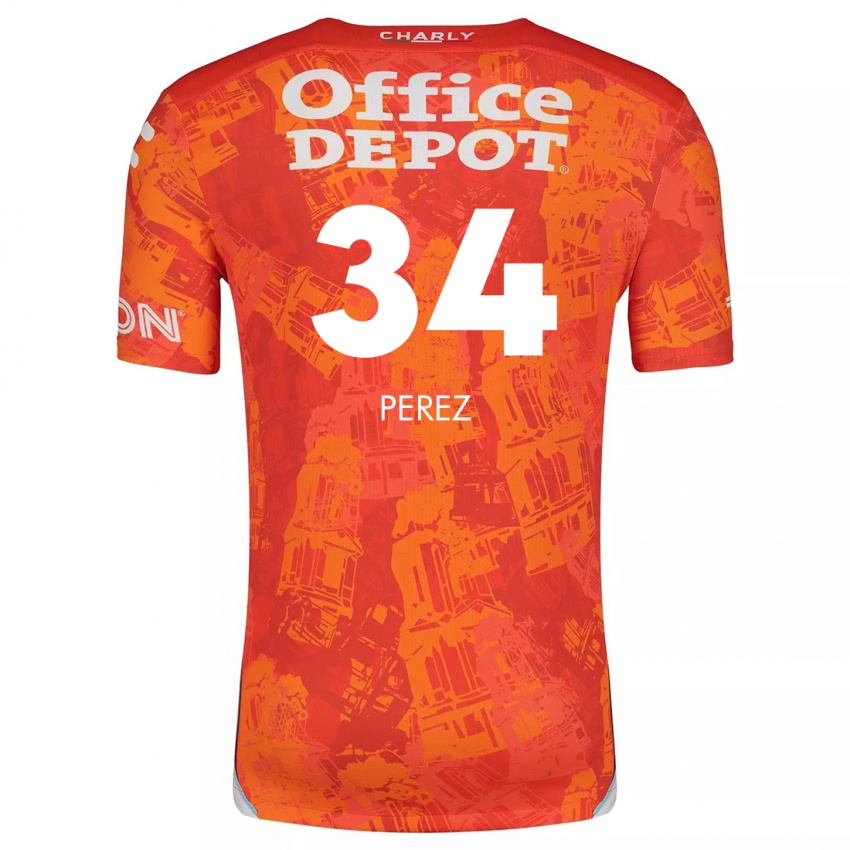 Enfant Maillot Julio Pérez #34 Orange White Tenues Extérieur 2024/25 T-Shirt Belgique