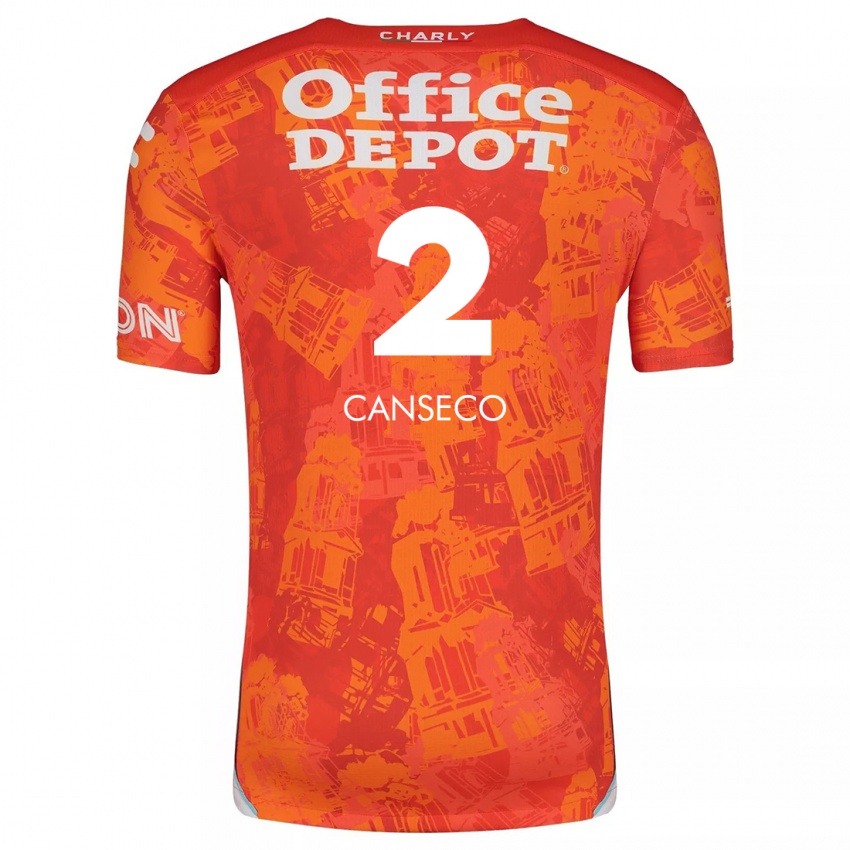 Enfant Maillot Fernanda Canseco #2 Orange White Tenues Extérieur 2024/25 T-Shirt Belgique