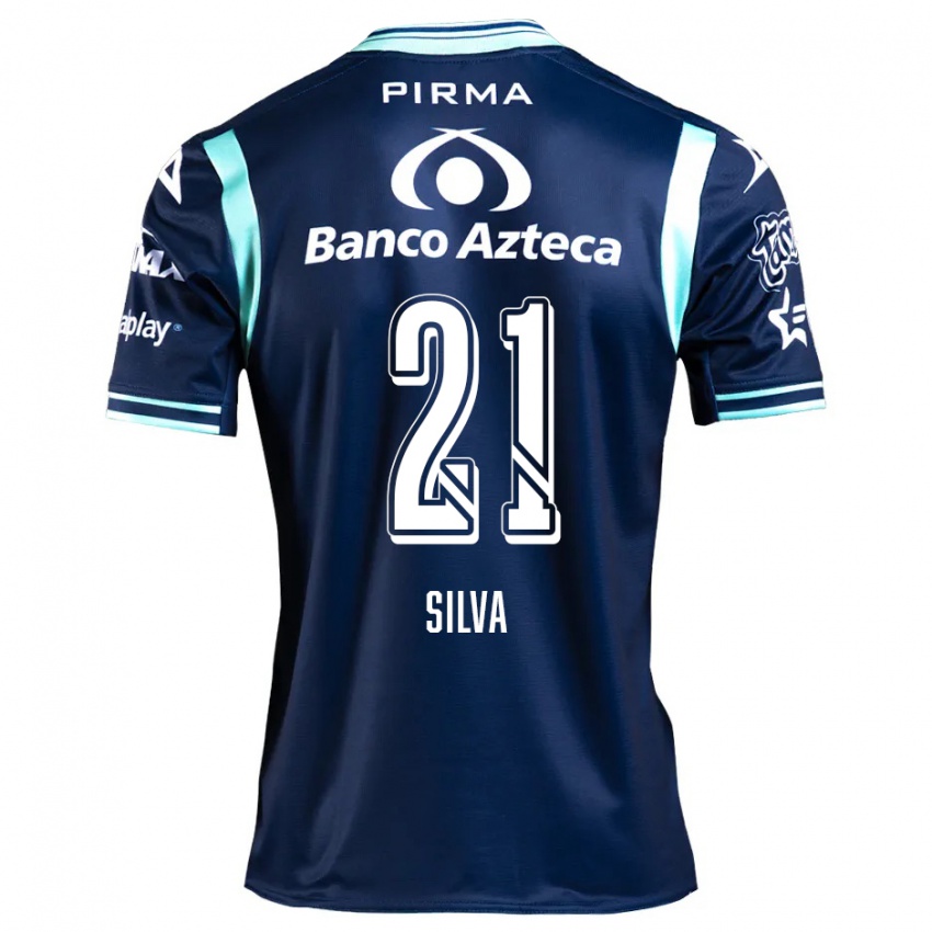 Enfant Maillot Gastón Silva #21 Bleu Marine Tenues Extérieur 2024/25 T-Shirt Belgique