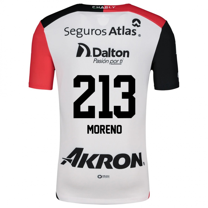 Kinderen Eduardo Moreno #213 Wit Rood Zwart Uitshirt Uittenue 2024/25 T-Shirt België