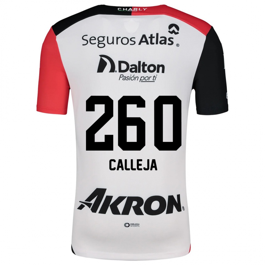 Kinderen Diego Calleja #260 Wit Rood Zwart Uitshirt Uittenue 2024/25 T-Shirt België