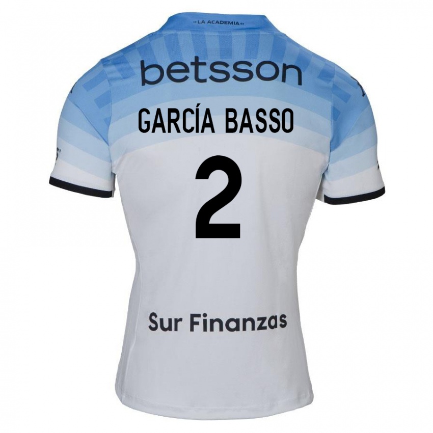 Kinderen Agustín García Basso #2 Wit Blauw Zwart Uitshirt Uittenue 2024/25 T-Shirt België