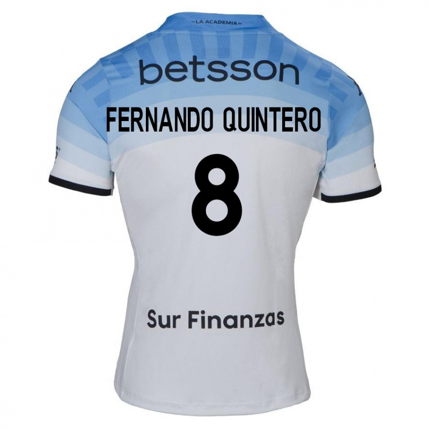 Kinderen Juan Fernando Quintero #8 Wit Blauw Zwart Uitshirt Uittenue 2024/25 T-Shirt België