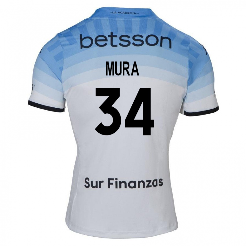 Kinderen Facundo Mura #34 Wit Blauw Zwart Uitshirt Uittenue 2024/25 T-Shirt België