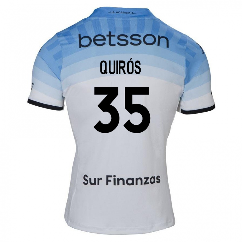 Kinderen Santiago Quirós #35 Wit Blauw Zwart Uitshirt Uittenue 2024/25 T-Shirt België