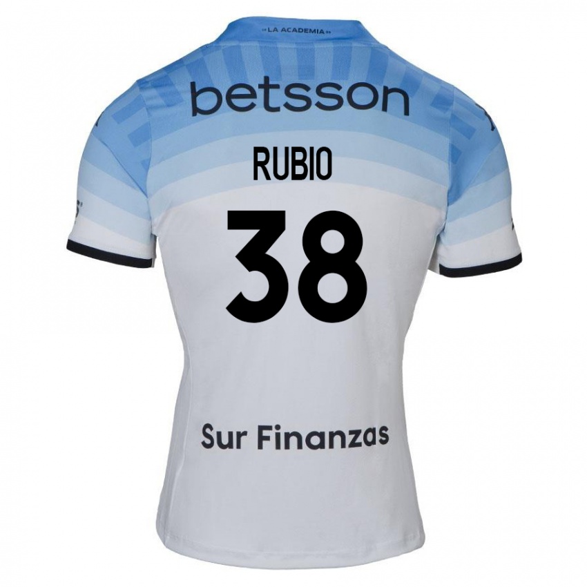 Kinderen Tobías Rubio #38 Wit Blauw Zwart Uitshirt Uittenue 2024/25 T-Shirt België